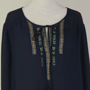 Signature Studio Adjustable-Sleeve Semi-Sheer Pullover Blouse Size XL (C1569)